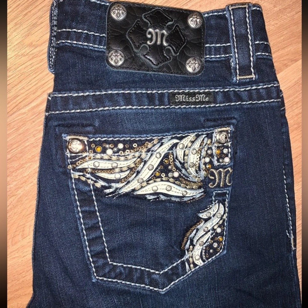 Miss Me Dark Blue Jeans with Embellished Pocket